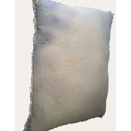 Soft Linen Euro Pillow With Frayed Edges Coastal Farmhouse Decor Accent
