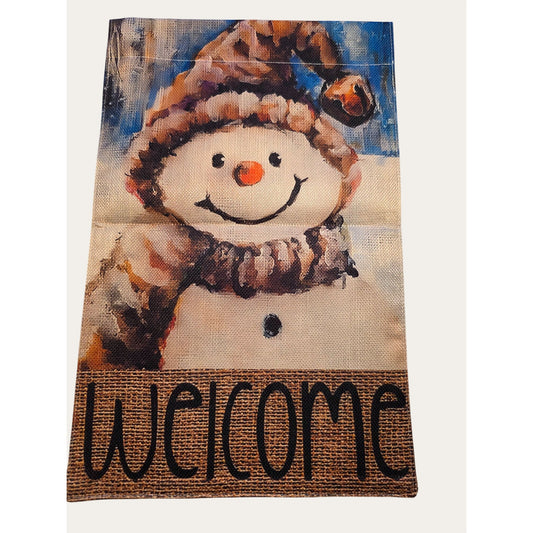 Charming Snowman Welcome Garden Flag-double Sided, Durable Polyester, Perfect Choice for Christmas and Holiday Decorations, Outdoor