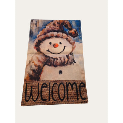 Charming Snowman Welcome Garden Flag-double Sided, Durable Polyester, Perfect Choice for Christmas and Holiday Decorations, Outdoor