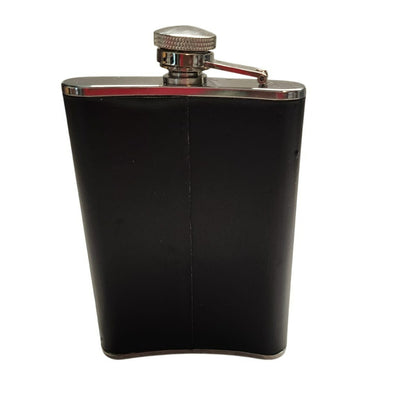 Bulova 8Oz Black & Silver Stainless Steel Hip Flask With Secure Screw Cap