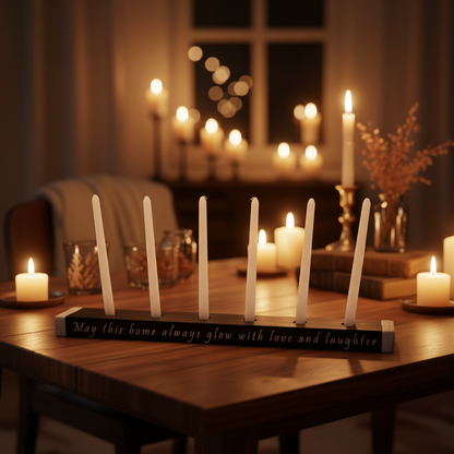 Wooden Candelabra Centerpiece With Various Personalized Messages