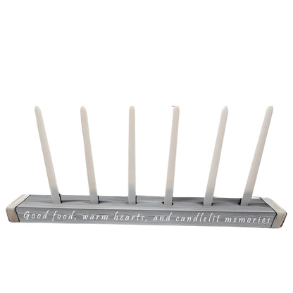 Wooden Candelabra Centerpiece With Various Personalized Messages