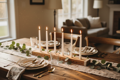 Wooden Candelabra Centerpiece With Various Personalized Messages