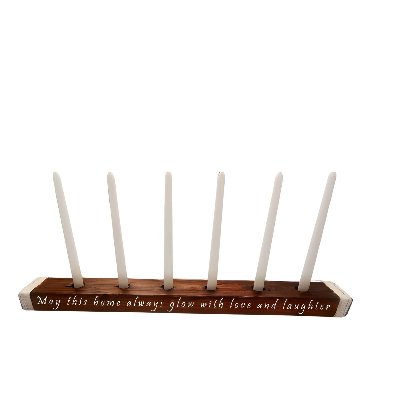 Wooden Candelabra Centerpiece With Various Personalized Messages