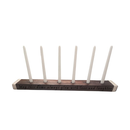 Wooden Candelabra Centerpiece With Various Personalized Messages