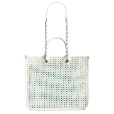 Steve Madden Woven Tote Bag With Double Handles & Chain Shoulder Strap