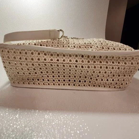 Steve Madden Woven Tote Bag With Double Handles & Chain Shoulder Strap