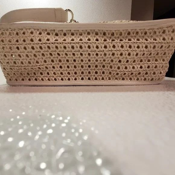 Steve Madden Woven Tote Bag With Double Handles & Chain Shoulder Strap