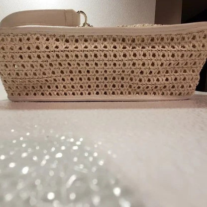 Steve Madden Woven Tote Bag With Double Handles & Chain Shoulder Strap