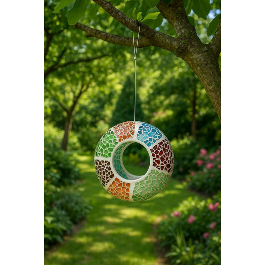 Mosaic Glass Hanging Bird Feeder – Colorful & Multi-Purpose Garden Accent decoration