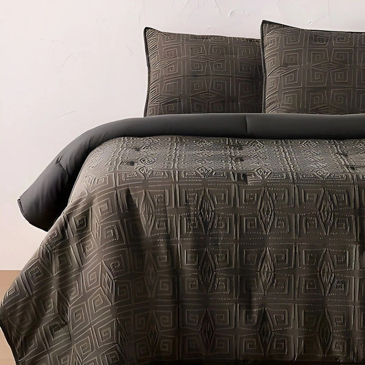 Opalhouse Designed with Jungalow Twin or Twin XL Dark Gray Textured Ikat Geo 2 Piece Quilt & Sham Set