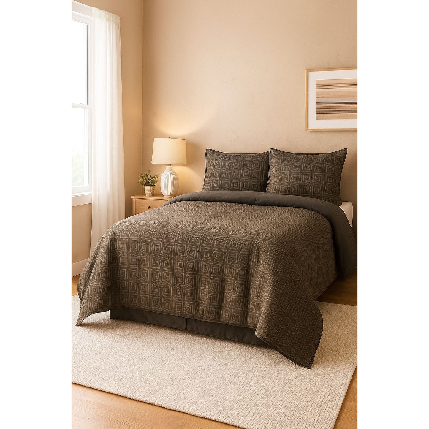 Opalhouse Designed with Jungalow Twin or Twin XL Dark Gray Textured Ikat Geo 2 Piece Quilt & Sham Set