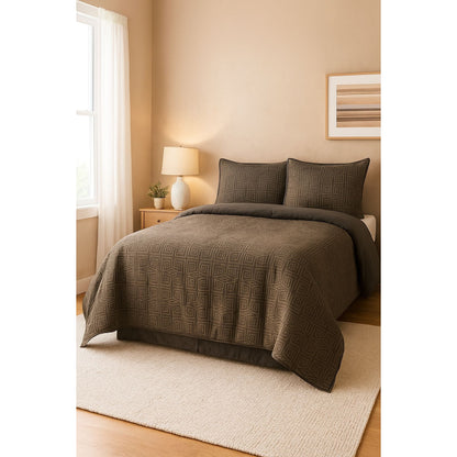 Opalhouse Designed with Jungalow Twin or Twin XL Dark Gray Textured Ikat Geo 2 Piece Quilt & Sham Set