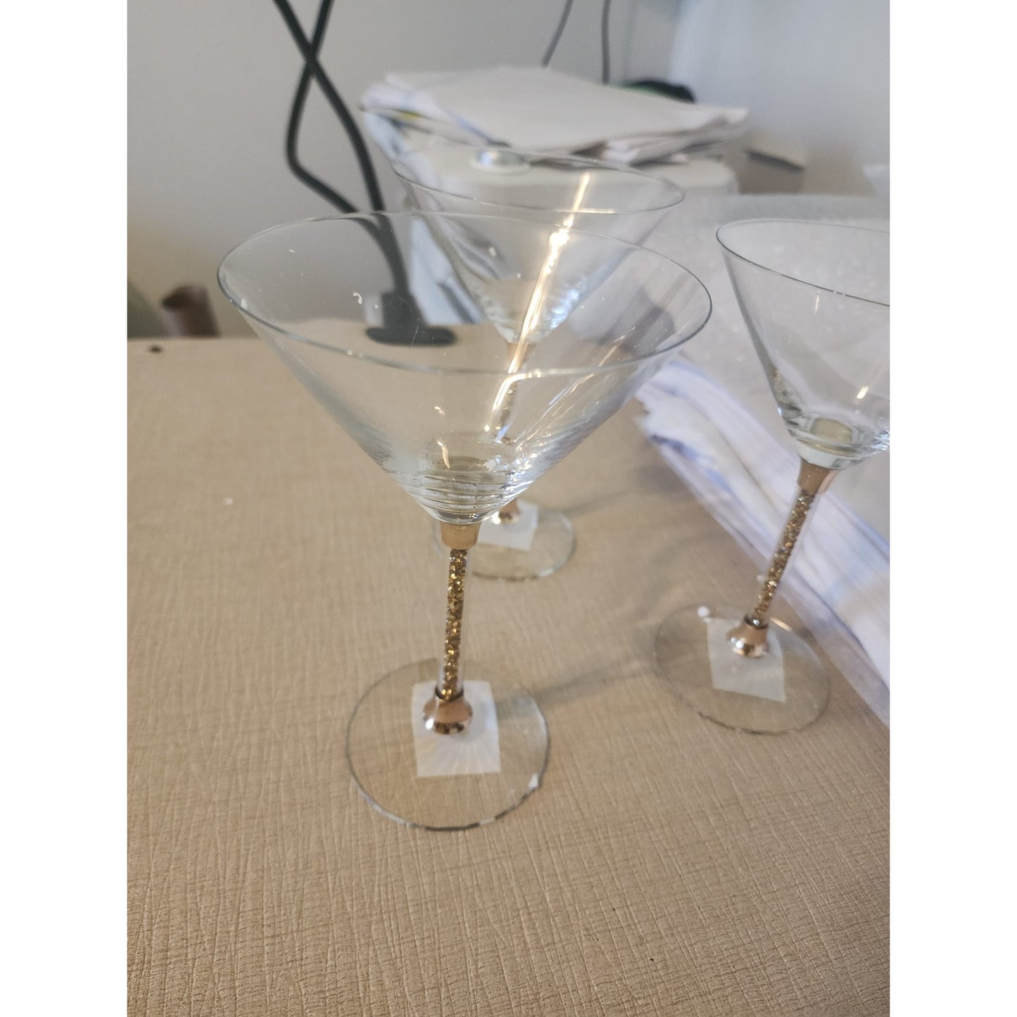 Martini Glasses with Crystal-Filled Stems, Sophisticated Crystal Glassware
