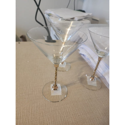 Martini Glasses with Crystal-Filled Stems, Sophisticated Crystal Glassware