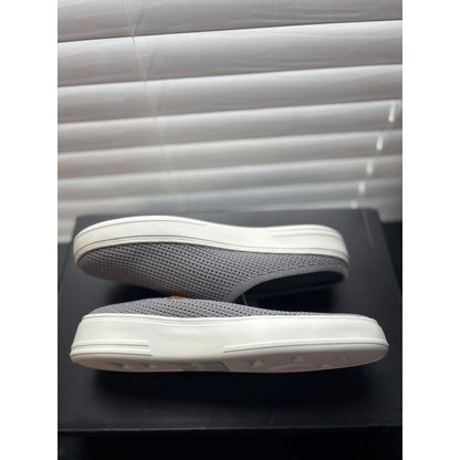 Dearfoams Original Gray Mesh Casual Slip-On Shoes With White Soles