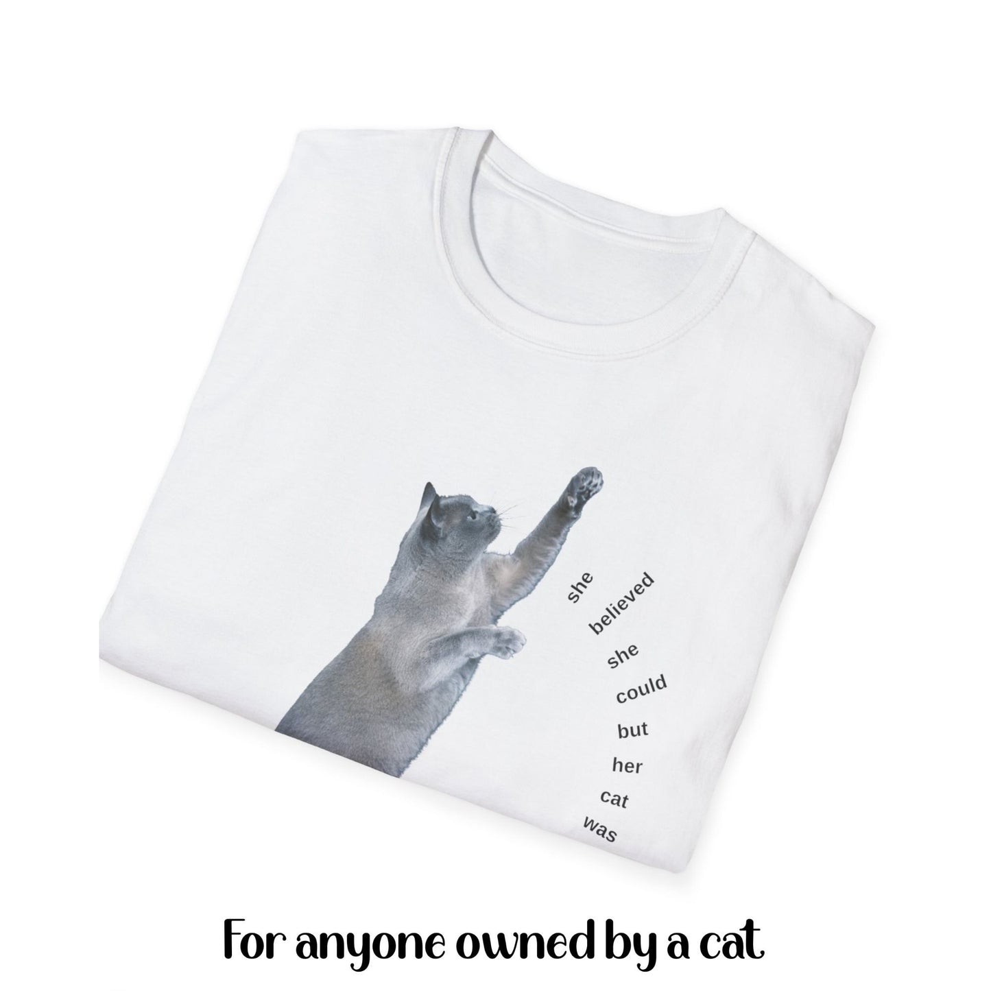 Funny Cat Lover T Shirt Cat Humor Shirt with playful text and cat image on a white background.