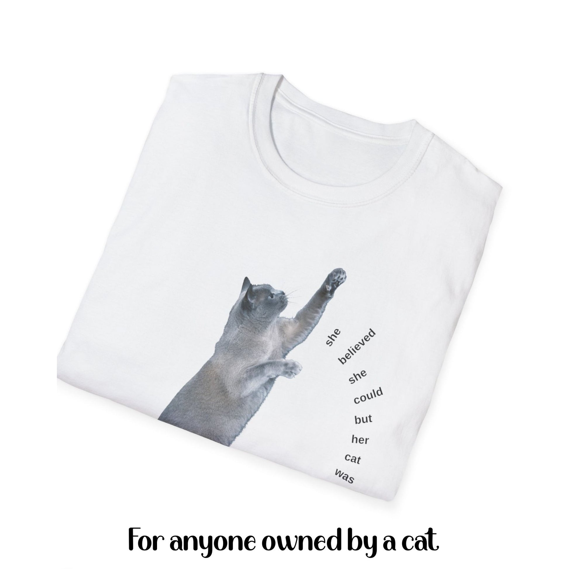 Funny Cat Lover T Shirt Cat Humor Shirt with playful text and cat image on a white background.
