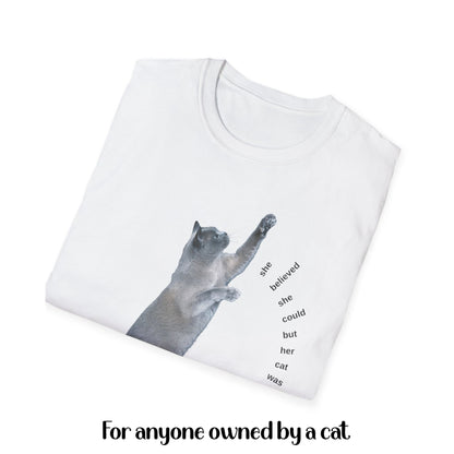 Funny Cat Lover T Shirt Cat Humor Shirt with playful text and cat image on a white background.