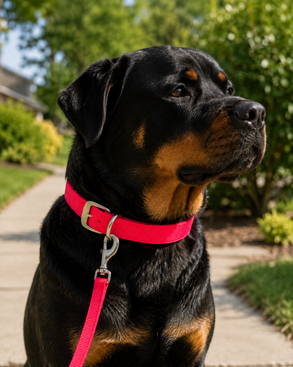 Red Durable Nylon Dog Leash 12 inches with Metal Clip (Collar Sold Separately)