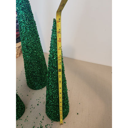 Glitter Cone Decorative Tree Set of 3