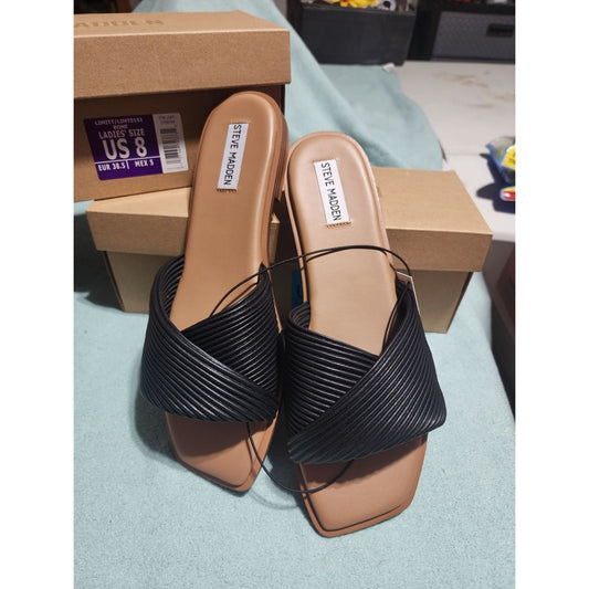 Steve Madden Ladies Slide Sandals US Size 10 Black and Cream