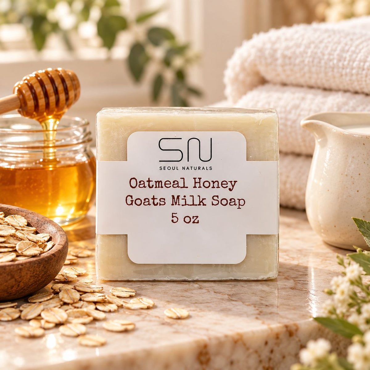 Seoul Naturals Oatmeal Honey Goat Milk Soap – 5 oz | Moisturizing Bath & Body Bar