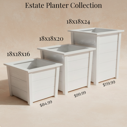 Estate Series Wooden Planter Box | Decorative Pot Cover for Mums, Herbs & Topiaries | Handmade Outdoor Planter