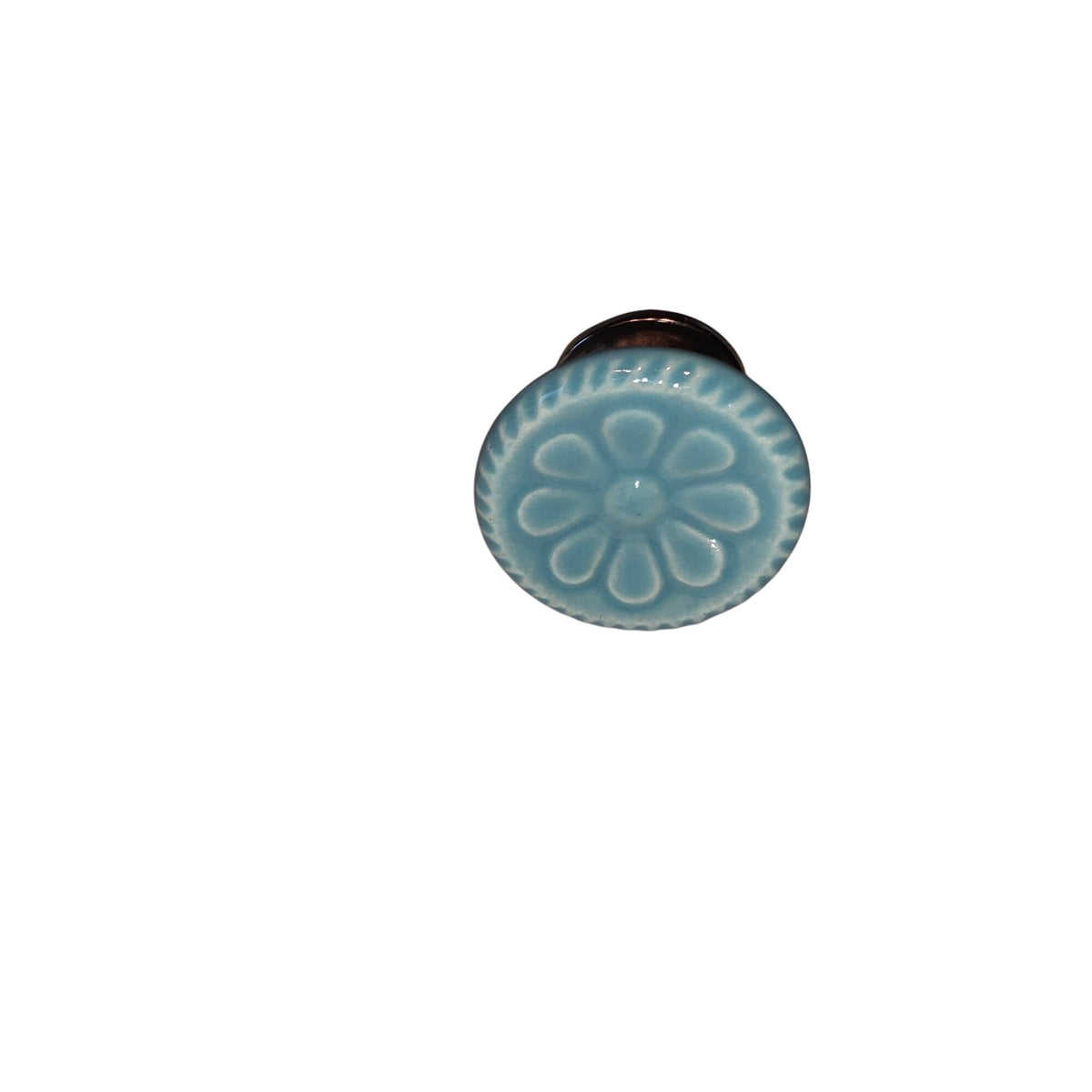 Blue Ceramic Flower Cabinet Drawer Knobs Set Of 8  With Silver Hardware For Home Decor & Furniture