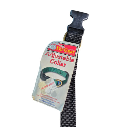 Pet GearAdjustable Black Nylon Dog Collar XS-L Brass D-Ring Quick Release Buckle New