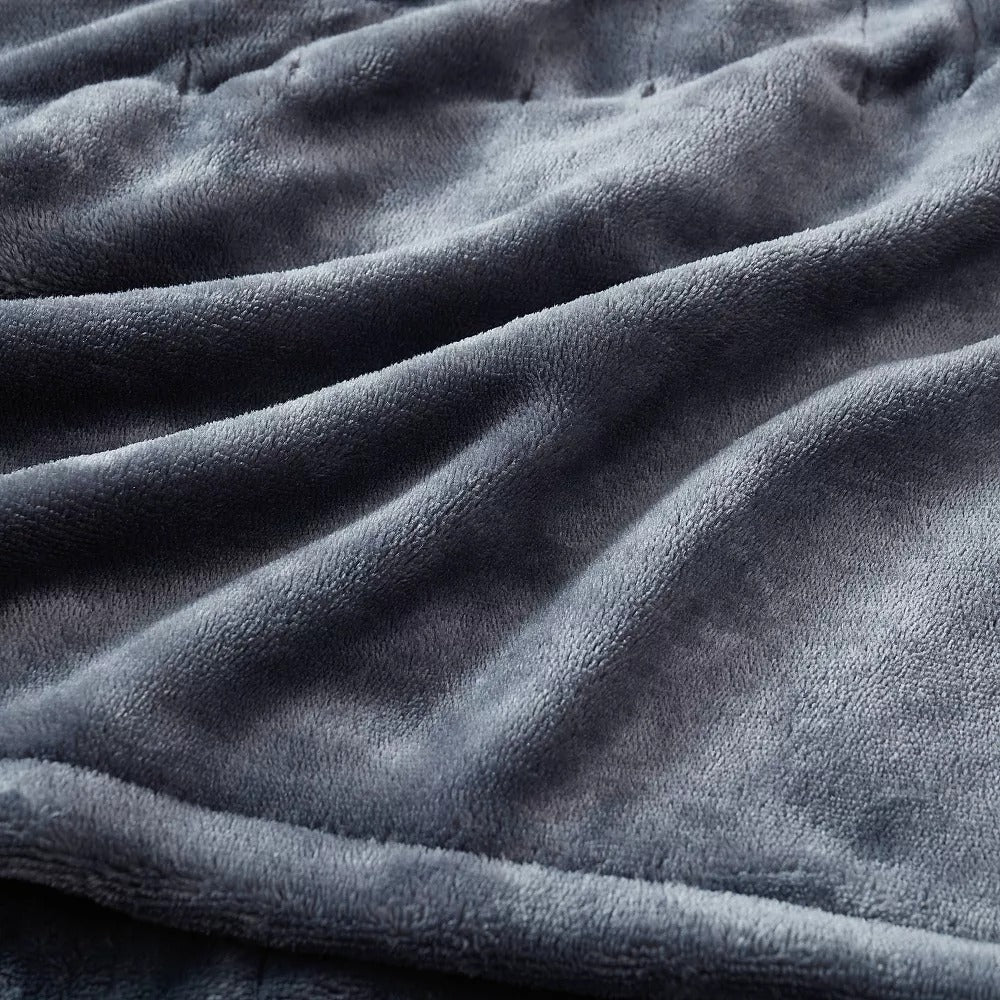 Brookstone Bedding Heated Blanket Auto Shut-Off Dual Zone Herringbone- Gray