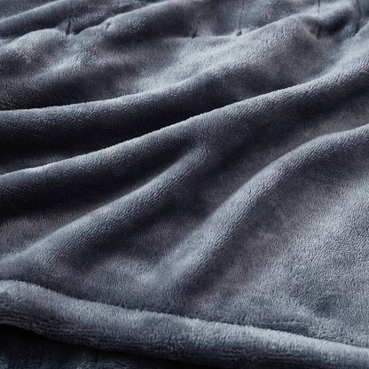 Brookstone Bedding Heated Blanket Auto Shut-Off Dual Zone Herringbone- Gray