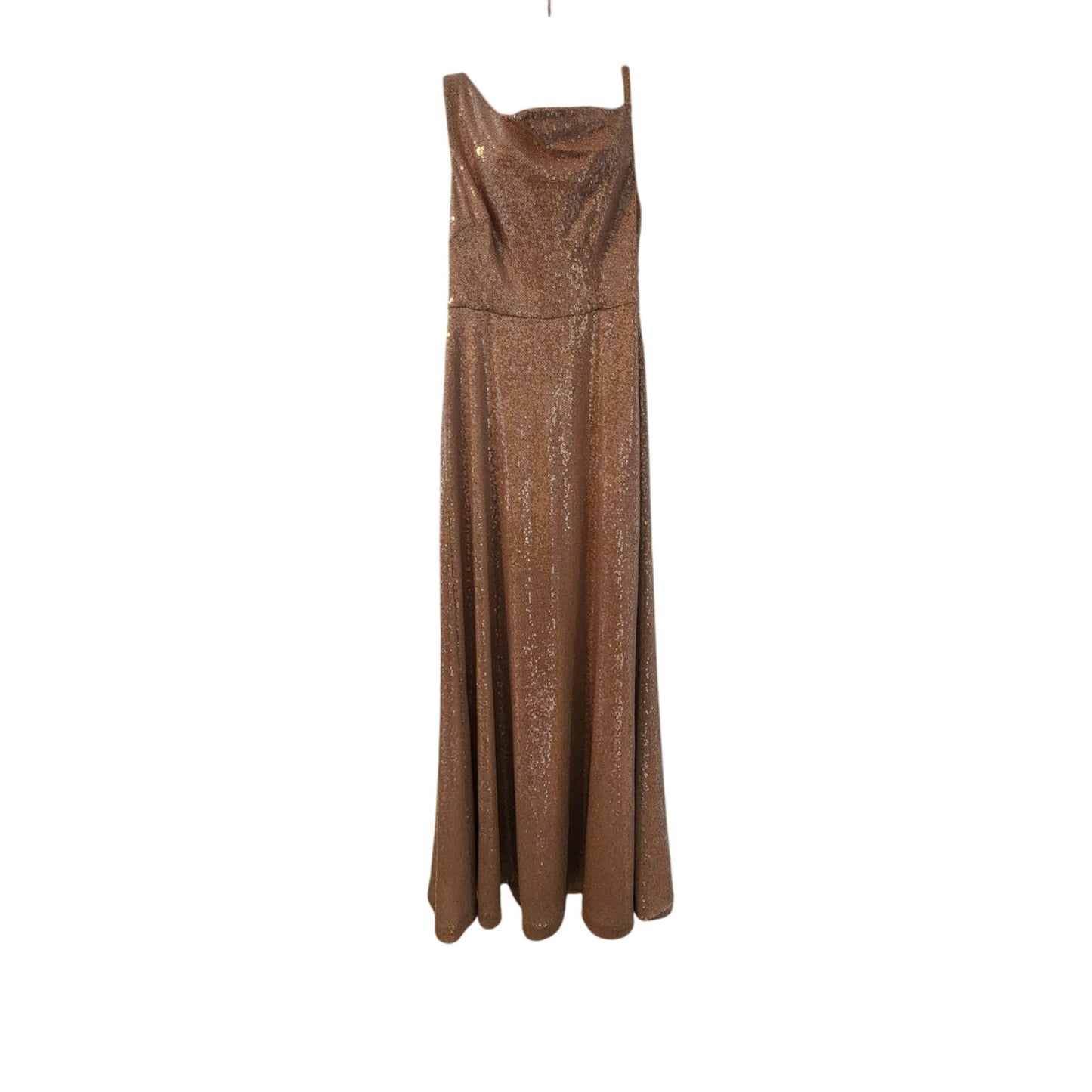 Kay Unger Champagne Gold Sequin Evening Gown Size 6 Cowl Neck Formal Dress Prom Wedding Guest