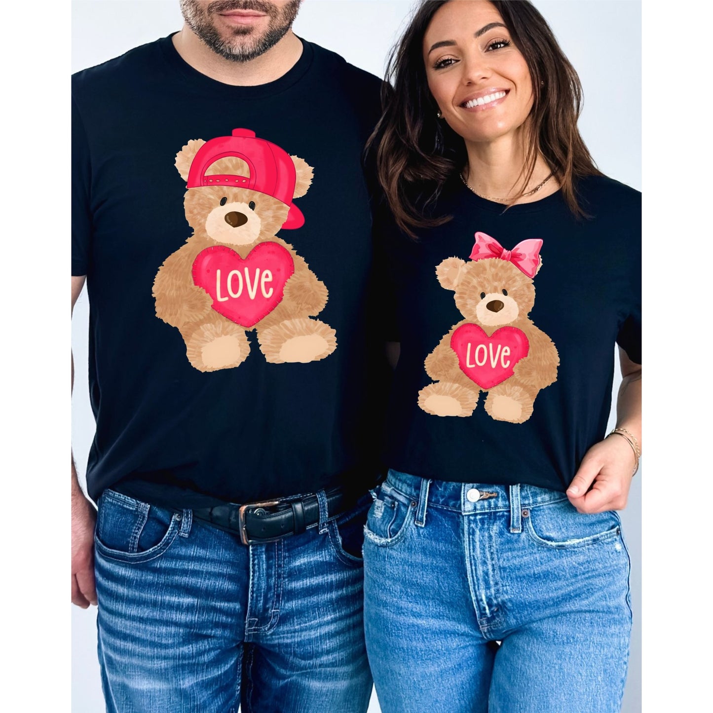 Matching Teddy Bear Couple Graphic Tees Valentine