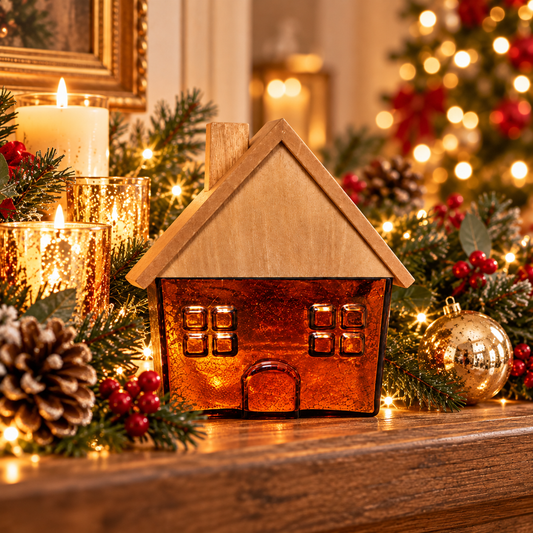 Ashland Gingerbread Forest Copper Mercury Glass Wood Christmas House Decor NEW