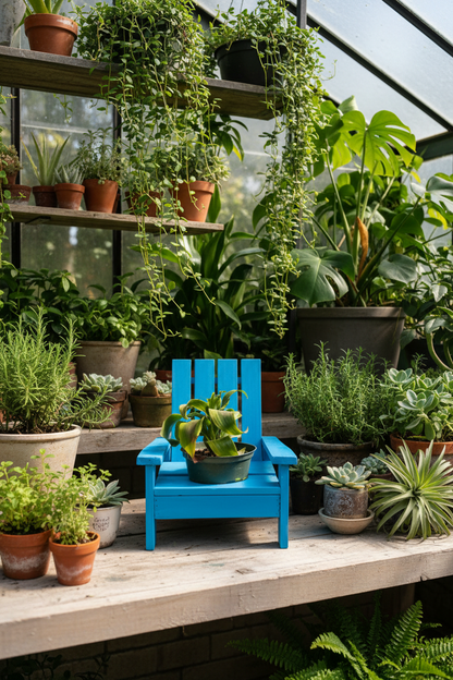 Miniature Adirondack Chair Planter Stand For Indoor Or Outdoor Decor