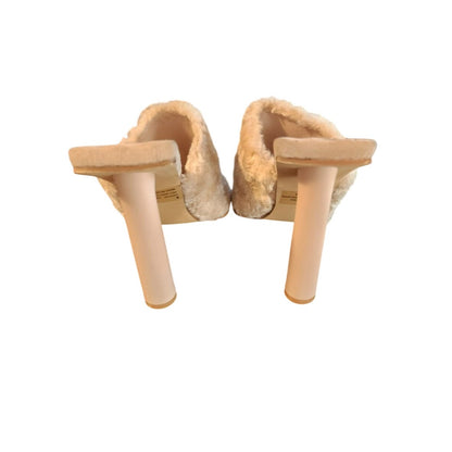 LEMONADE Sunny Faux Fur Block Heels Mules Size 8