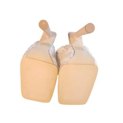 LEMONADE Sunny Faux Fur Block Heels Mules Size 8