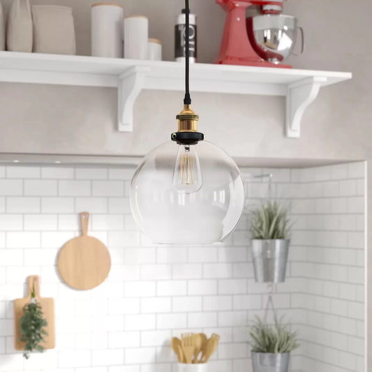 JL Styles Inc Clear Glass Globe 1-Light Pendant Light