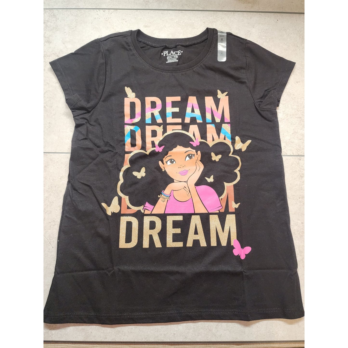 Girls Girl Dream Graphic Tee - black