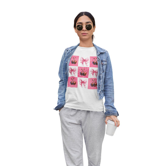 Pretty in Bows & Cherries - Coquette Design WOMENS T-Shirt Cute Casual Style