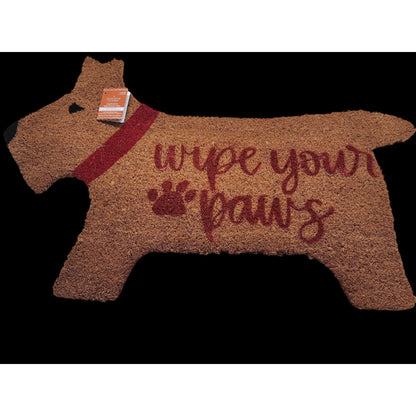 Scottie Dog Shaped Doormat "Wipe Your Paws" Coir Fiber 28.7"x17.7"