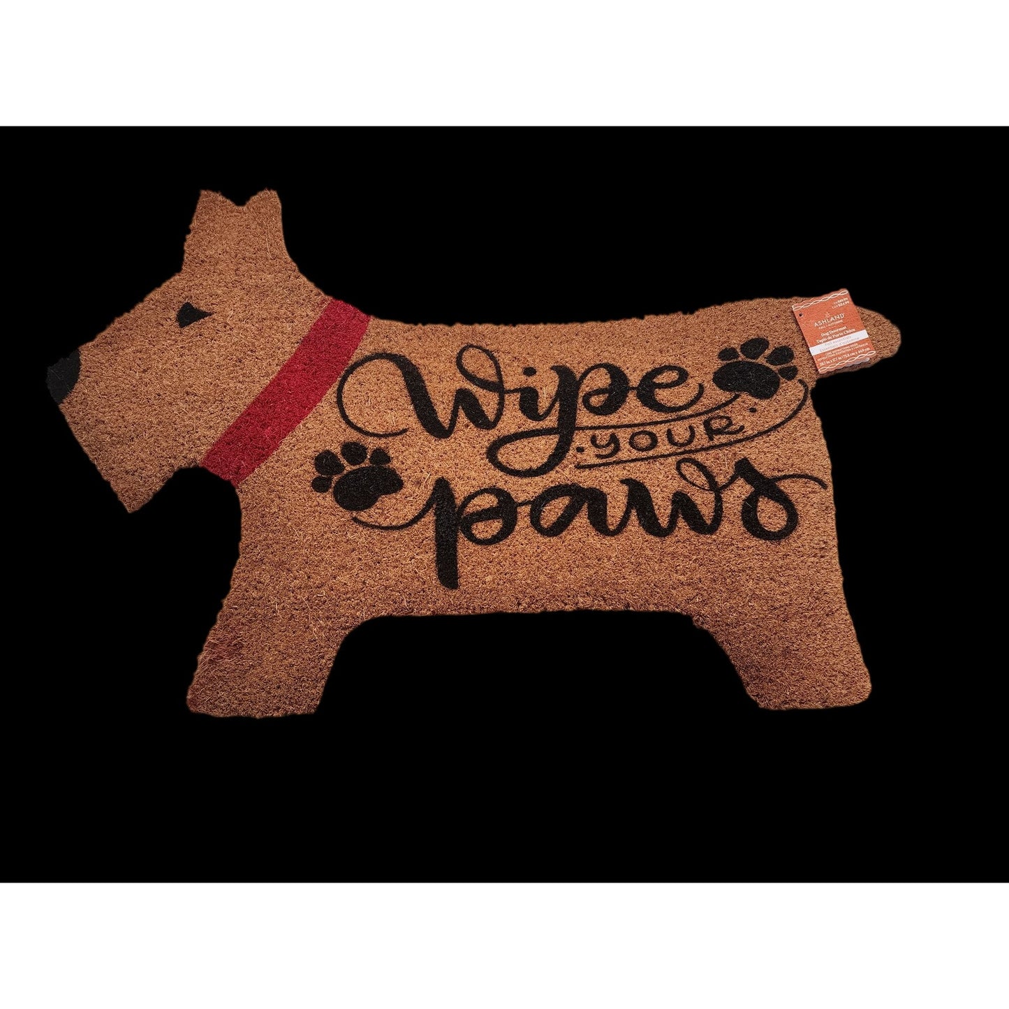 Scottie Dog Shaped Doormat "Wipe Your Paws" Coir Fiber 28.7"x17.7"