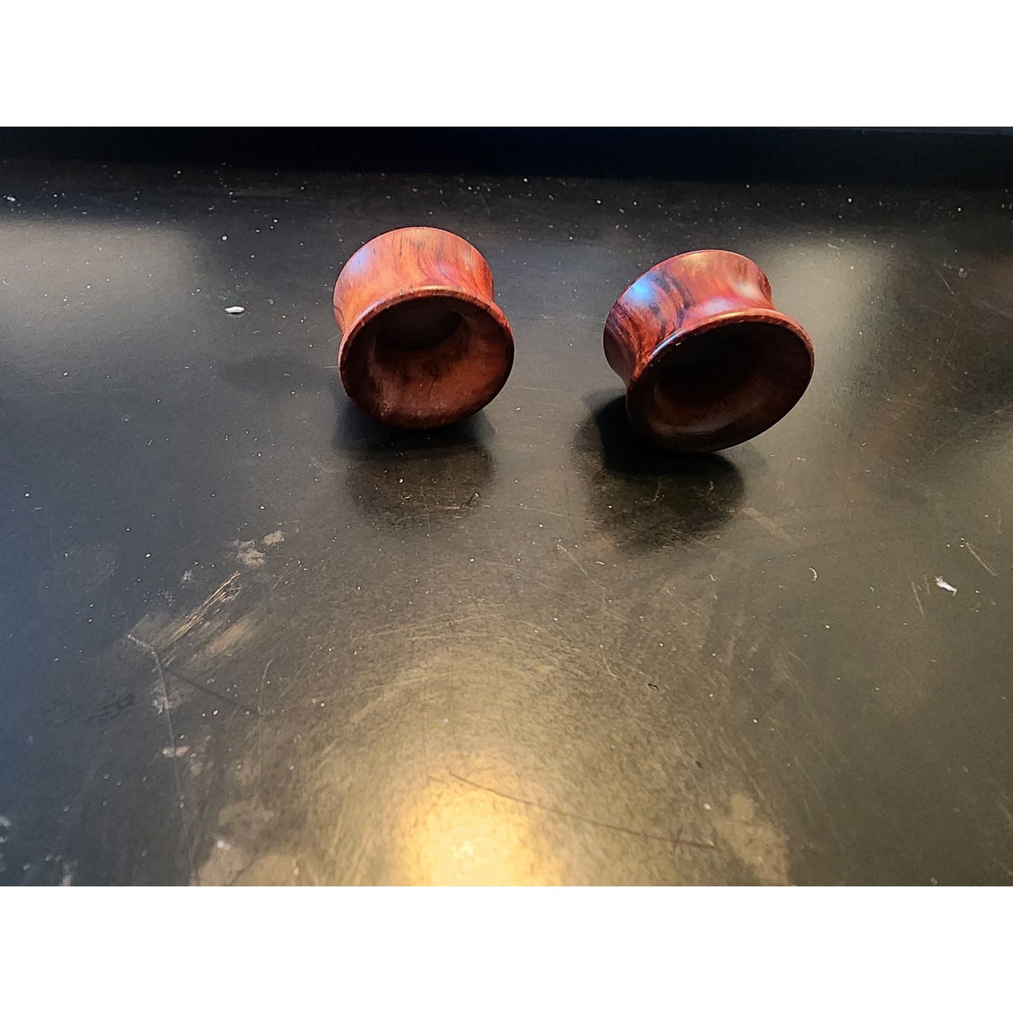 Vintage Style Wooden Ear Gauges With Opal Inlay