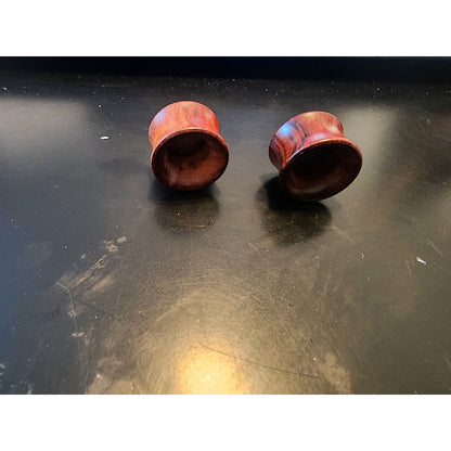 Vintage Style Wooden Ear Gauges With Opal Inlay