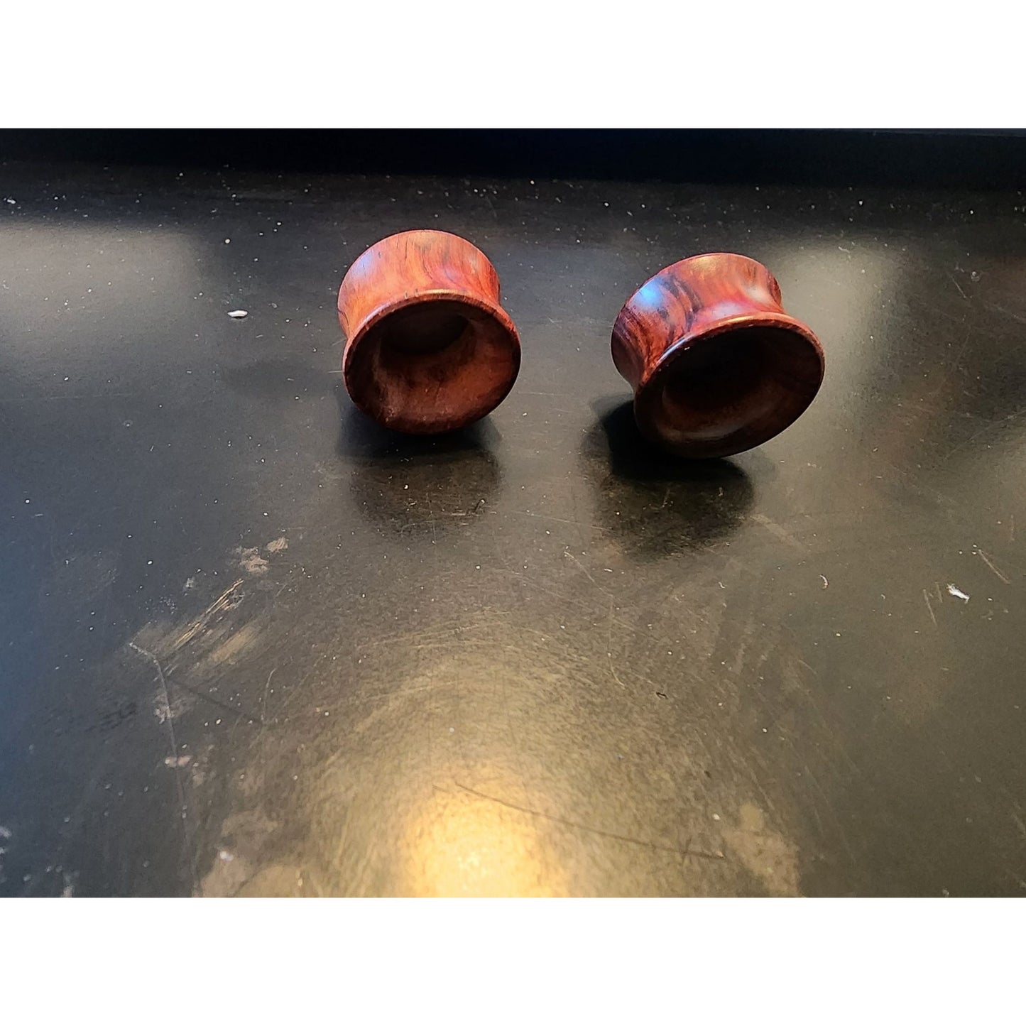 Vintage Style Wooden Ear Gauges With Opal Inlay
