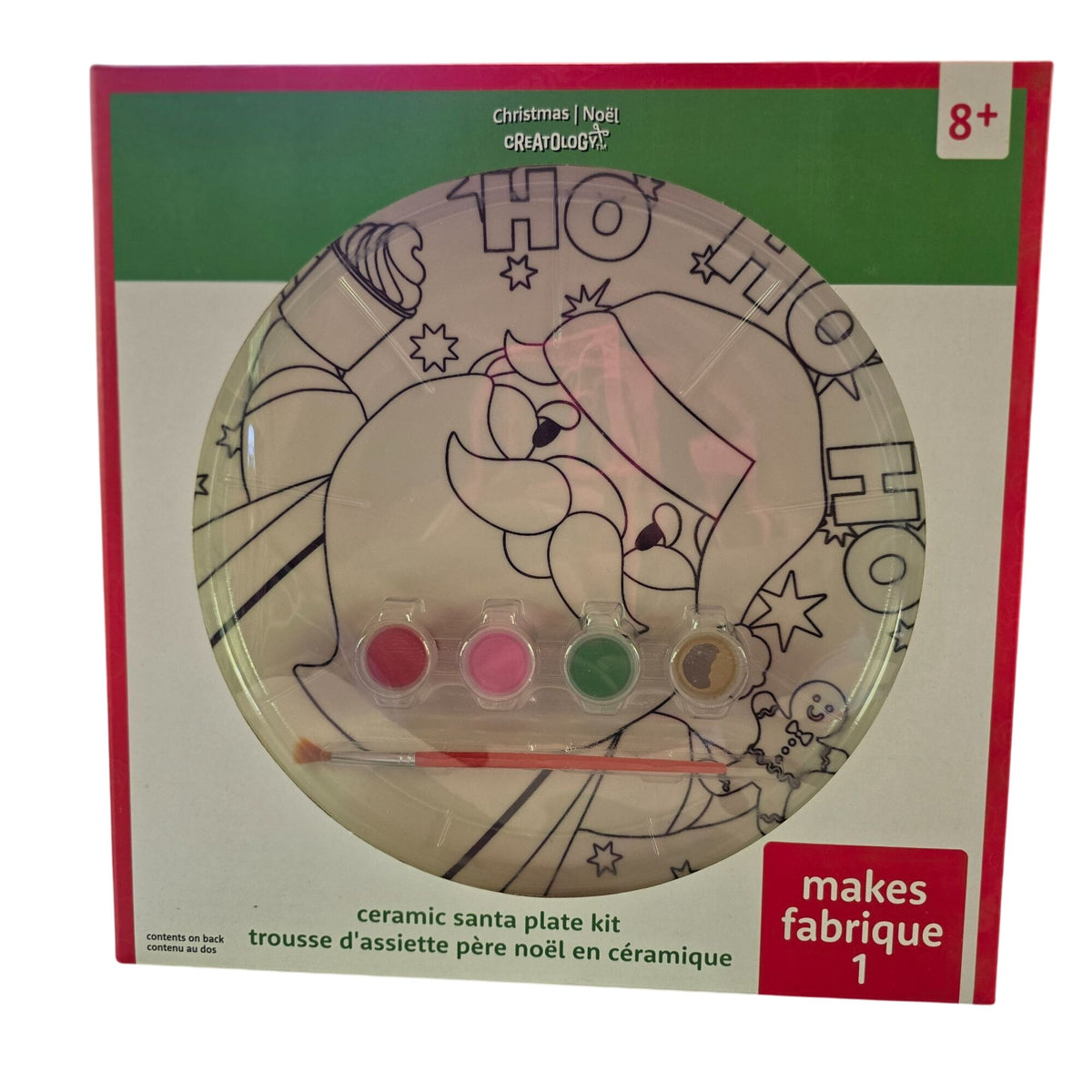 Ceramic Santa Plate Kit With Paints & Brush For Kids Christmas Craft DIY Set
