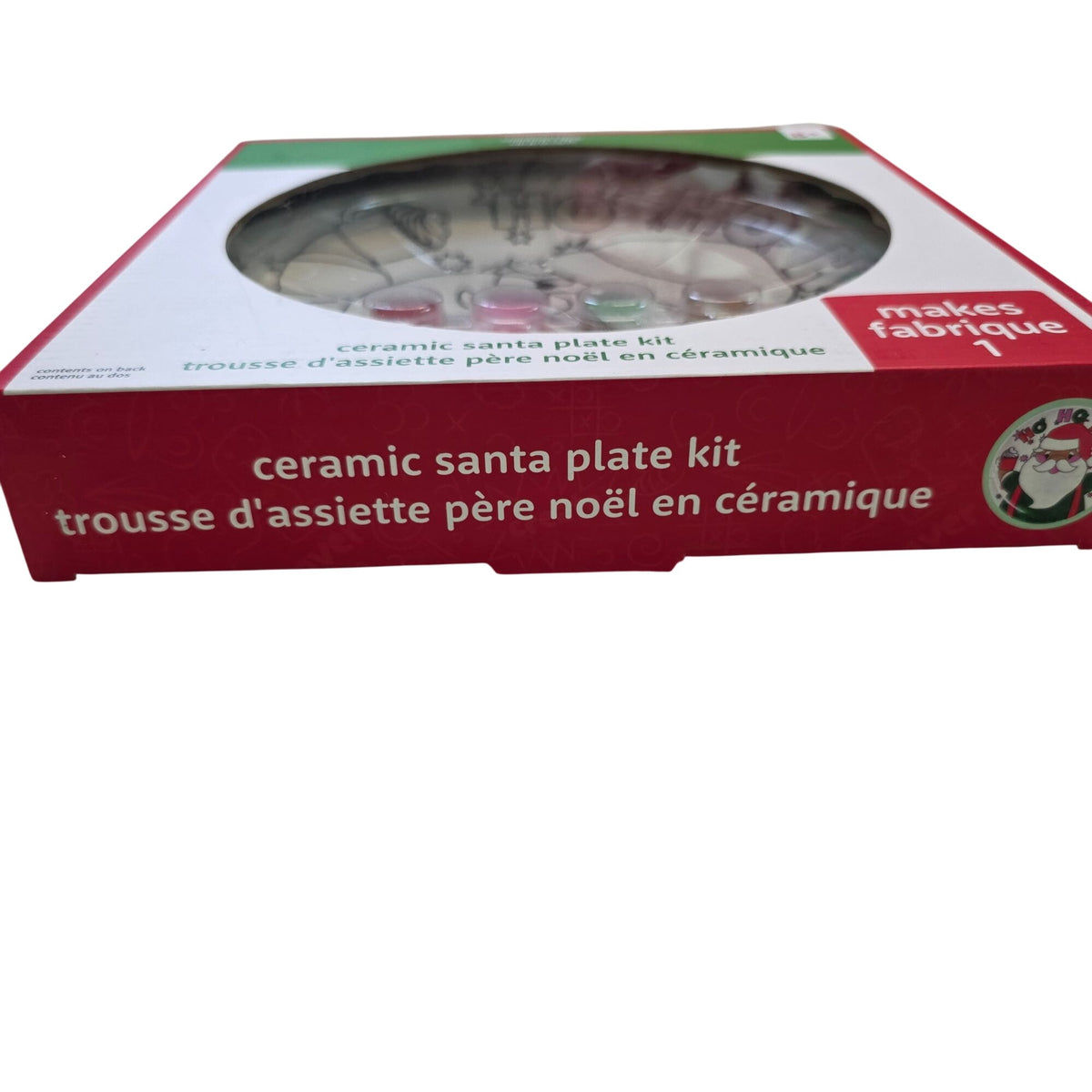 Ceramic Santa Plate Kit With Paints & Brush For Kids Christmas Craft DIY Set