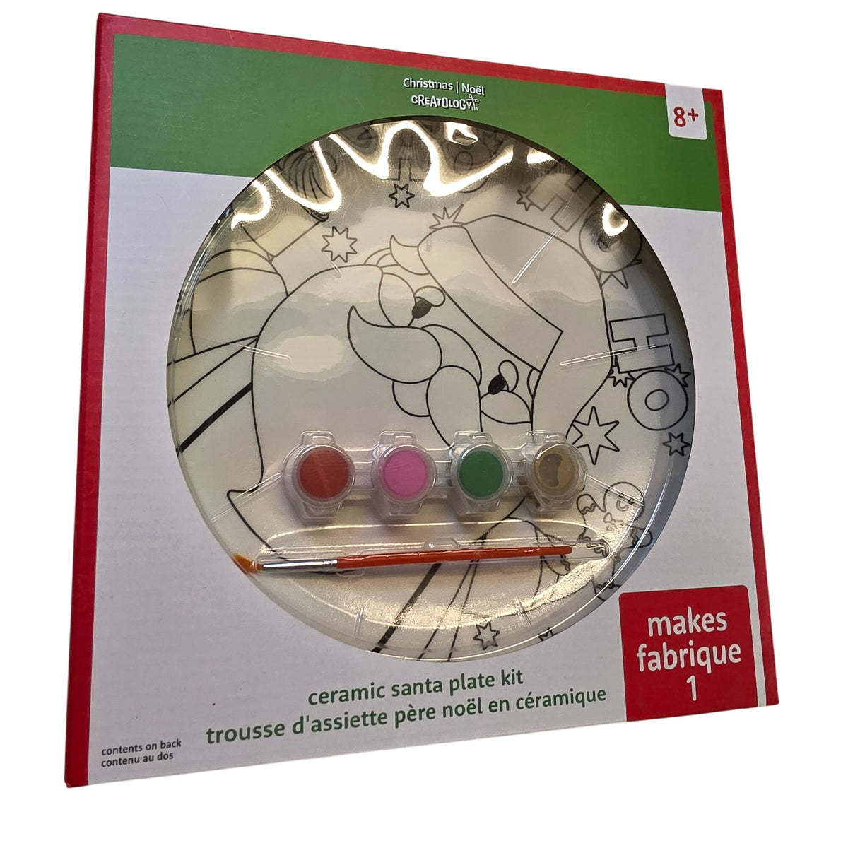 Ceramic Santa Plate Kit With Paints & Brush For Kids Christmas Craft DIY Set