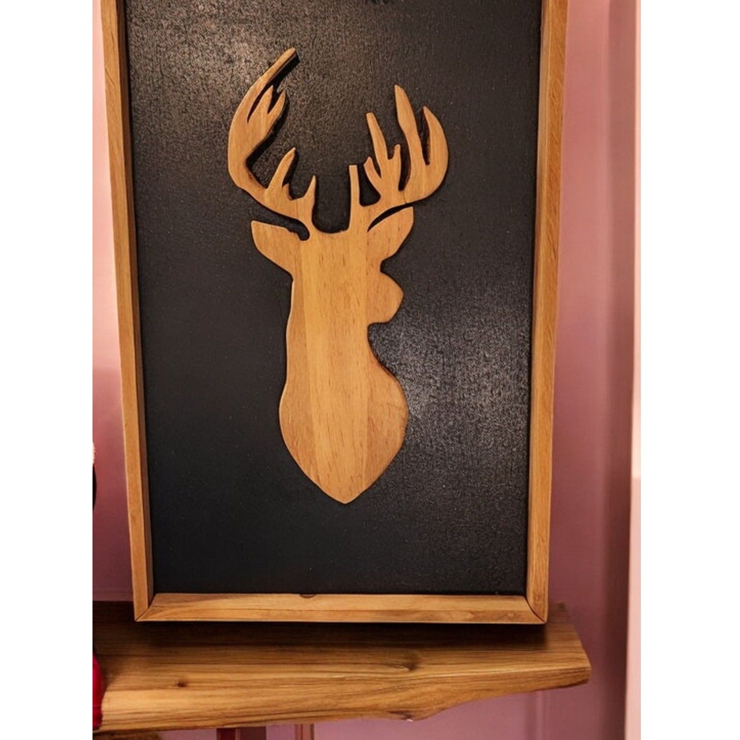 Handmade Stags Head Silhouette Wall Art With Wooden Frame
